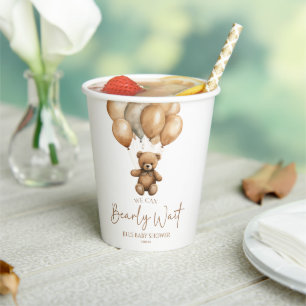 We kunnen boho Teddy Bear Baby shower afwachten. Papieren Bekers