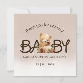 We kunnen het Baby shower afwachten. Bedankkaart (Voorkant)