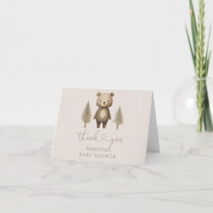 We kunnen het Beer Baby shower van Woodland afwach Bedankkaart