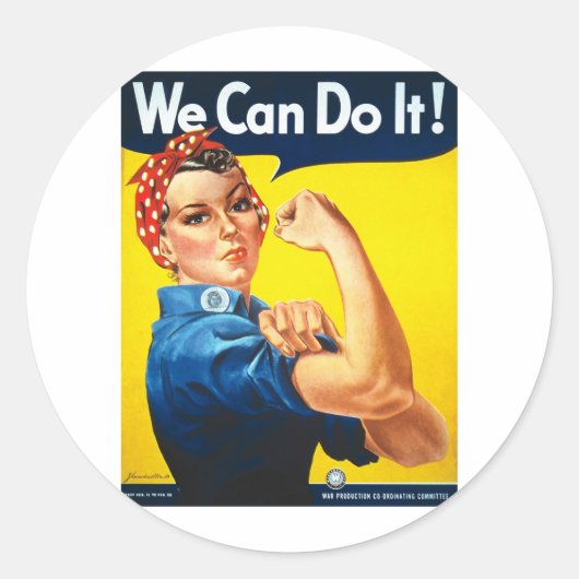 We kunnen het! Rosie de Riveter Ronde Sticker (Voorkant)