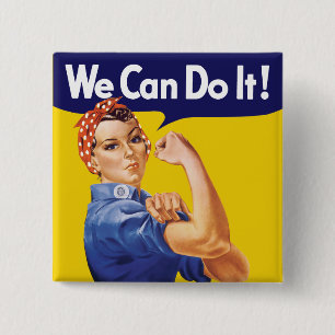 We kunnen het! Rosie de Riveter Vierkante Button 5,1 Cm