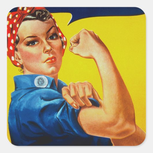 We kunnen het rosie de Riveter Vierkante Sticker (Voorkant)