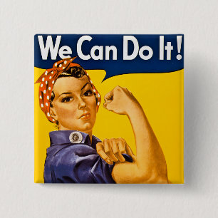 We kunnen het! Rosie de Riveter  WW2 Vierkante Button 5,1 Cm