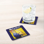 We kunnen het! vierkante kartonnen onderzetter (Insitu)