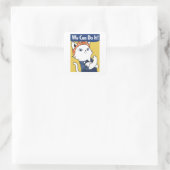 We kunnen het! White Cat Rosie de Riveter Square S Vierkante Sticker (Tas)