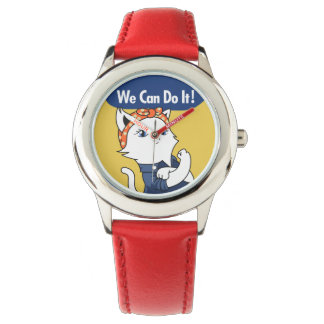 We kunnen het! White Cat Rosie de Riveter Watch Horloge