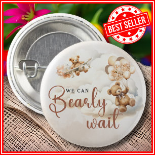 We kunnen nauwelijks wachten - Babyfeestje voor kl Ronde Button 3,2 Cm
