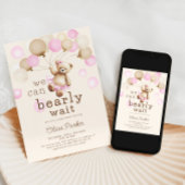 We kunnen nauwelijks wachten Beer Theme Girl Baby Kaart