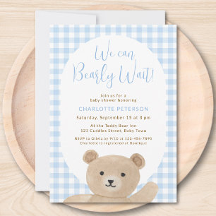We kunnen nauwelijks wachten Jongens Baby Shower Kaart