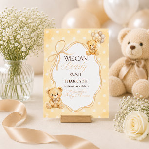 We kunnen nauwelijks wachten Neutrale teddybeer ba Bedankkaart