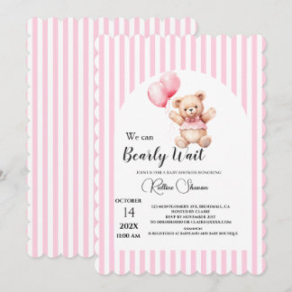 We kunnen nauwelijks wachten roze gestreepte baby kaart