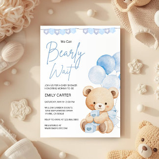 We kunnen nauwelijks wachten Teddybeer Baby Shower Kaart