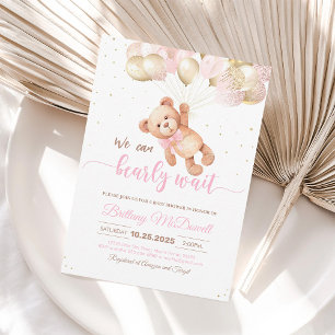 We kunnen nauwelijks wachten Teddybeer baby shower Kaart