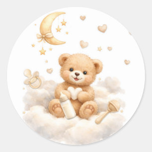 We kunnen nauwelijks wachten Teddybeer Baby Shower Ronde Sticker
