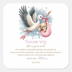 We kunnen snel wachten op roze Baby shower Vierkante Sticker