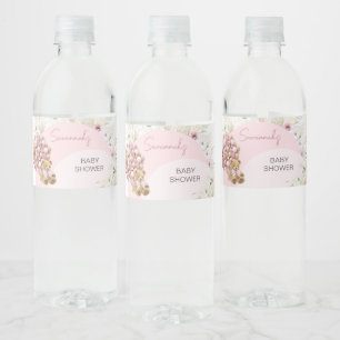 We kunnen snel wachten op roze Baby shower Waterfles Etiket