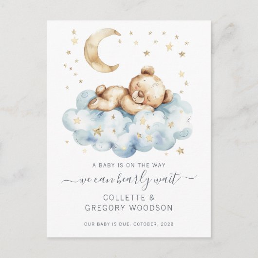 We kunnen Teddy Bear bijna niet wachten op een wol Aankondigingskaart (Voorkant)