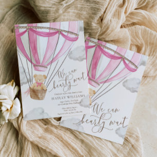 We kunnen vroeg wachten op roze Baby shower uitnod Kaart
