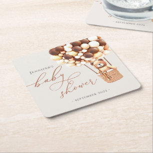 We kunnen wachten. Baby shower Square Paper Coast Vierkante Kartonnen Onderzetter