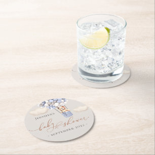 We kunnen wachten. Coaste baby shower rondepapier Ronde Kartonnen Onderzetter