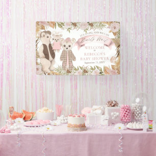 We kunnen wachten op Boho Beer Family Baby shower  Spandoek