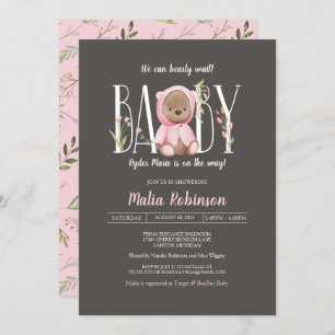 We kunnen wachten. Teddy Bear Pink Baby shower Kaart