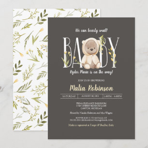 We kunnen wachten. Teddy Bear Yellow Baby shower Kaart