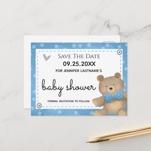 We kunnen wachten tot Baby shower de datum opslaat Briefkaart (Voorkant / Achterkant in situ)