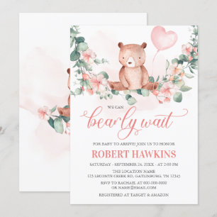 We kunnen wachten tot Girl Baby shower Invitation Kaart