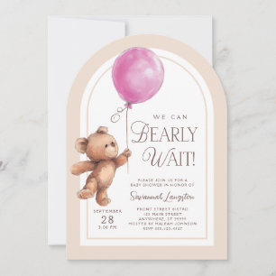 We kunnen wachten tot Girl Baby shower Invitation Kaart