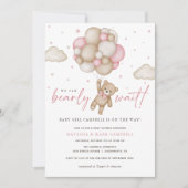 We kunnen wachten tot Girl Baby shower Invitation Kaart (Voorkant)