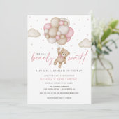 We kunnen wachten tot Girl Baby shower Invitation Kaart (Staand voorkant)