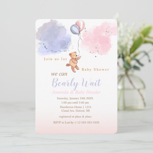 We kunnen wachten tot Teddy Bear Baby shower Kaart (Staand voorkant)