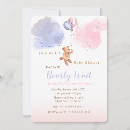 We kunnen wachten tot Teddy Bear Baby shower Kaart (Voorkant)
