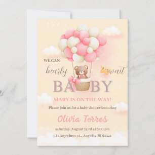We kunnen wachten tot Teddy Bear Baby shower Pink Kaart