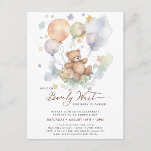 We kunnen wachten tot Teddy Bear Baby shower Uitnodiging Briefkaart