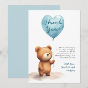 We kunnen wachten tot Teddy Bear Blue Boy Baby sho Bedankkaart