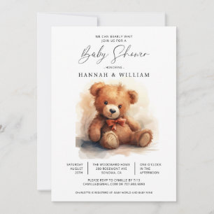 We kunnen wachten tot Teddy Bear Boy Baby shower Kaart