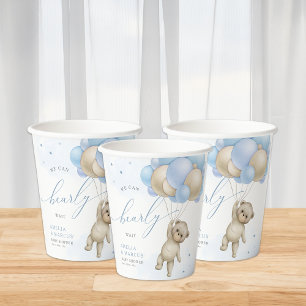We kunnen wachten tot Teddy Bear Boy Baby shower Papieren Bekers