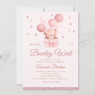 We kunnen wachten tot Teddy Bear Girl Baby shower Kaart