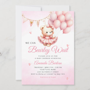 We kunnen wachten tot Teddy Bear Girl Baby shower Kaart