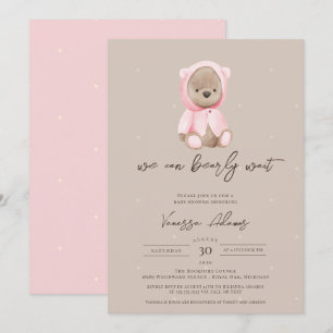 We kunnen wachten tot Teddy Bear Girl Baby shower Kaart
