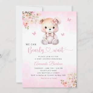 We kunnen wachten tot Teddy Bear Girl Baby shower Kaart