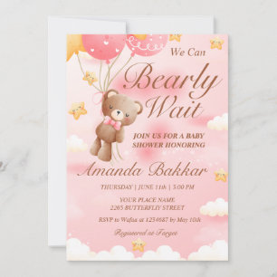 We kunnen wachten tot Teddy Bear Girl Baby shower Kaart