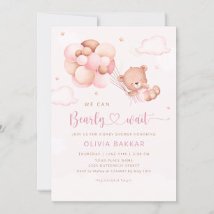 We kunnen wachten tot Teddy Bear Girl Baby shower Kaart
