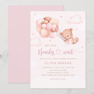 We kunnen wachten tot Teddy Bear Girl Baby shower Kaart