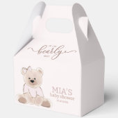 We kunnen wachten tot Teddy Bear Pink Baby shower Bedankdoosjes (Voorkant)