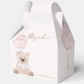 We kunnen wachten tot Teddy Bear Pink Baby shower Bedankdoosjes (Achterkant)