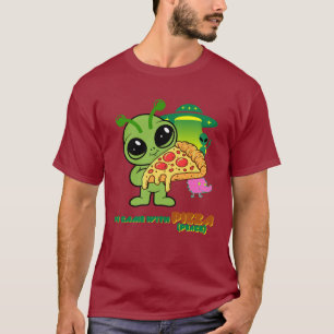 We kwamen met Pizza - grappig buitenaards cartoon T-shirt