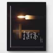 We leven bij Faith Bible Verse Plaque Fotoplaat (Voorkant)